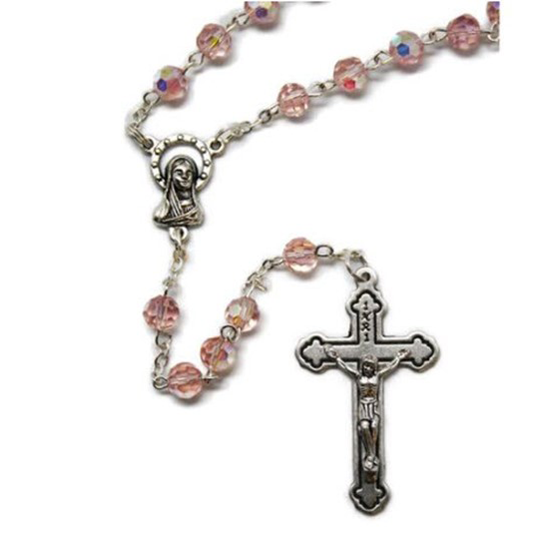 Pink Crystal Rosary Beads