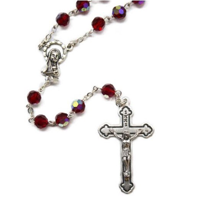 Red Crystal Rosary Beads