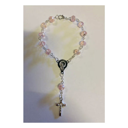Pink Crystal Rosary Bracelet