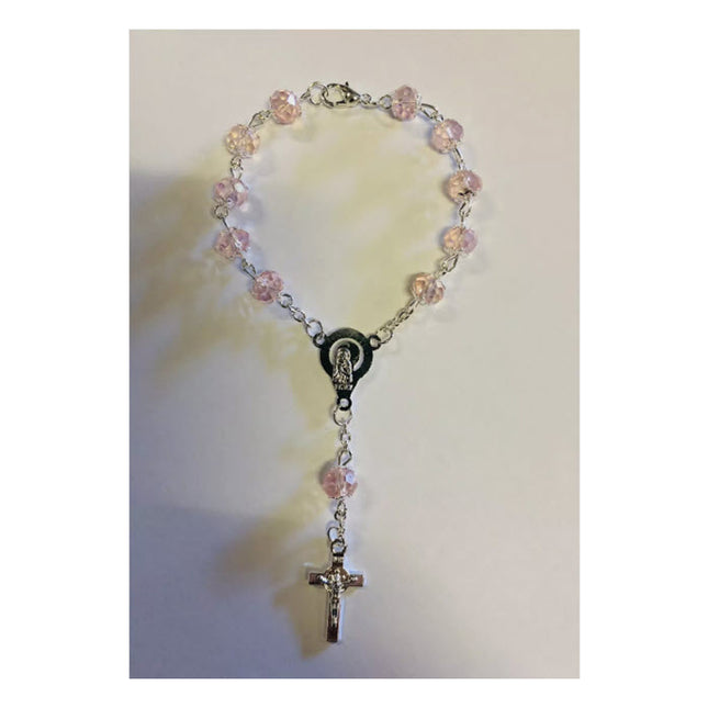 Pink Crystal Rosary Bracelet